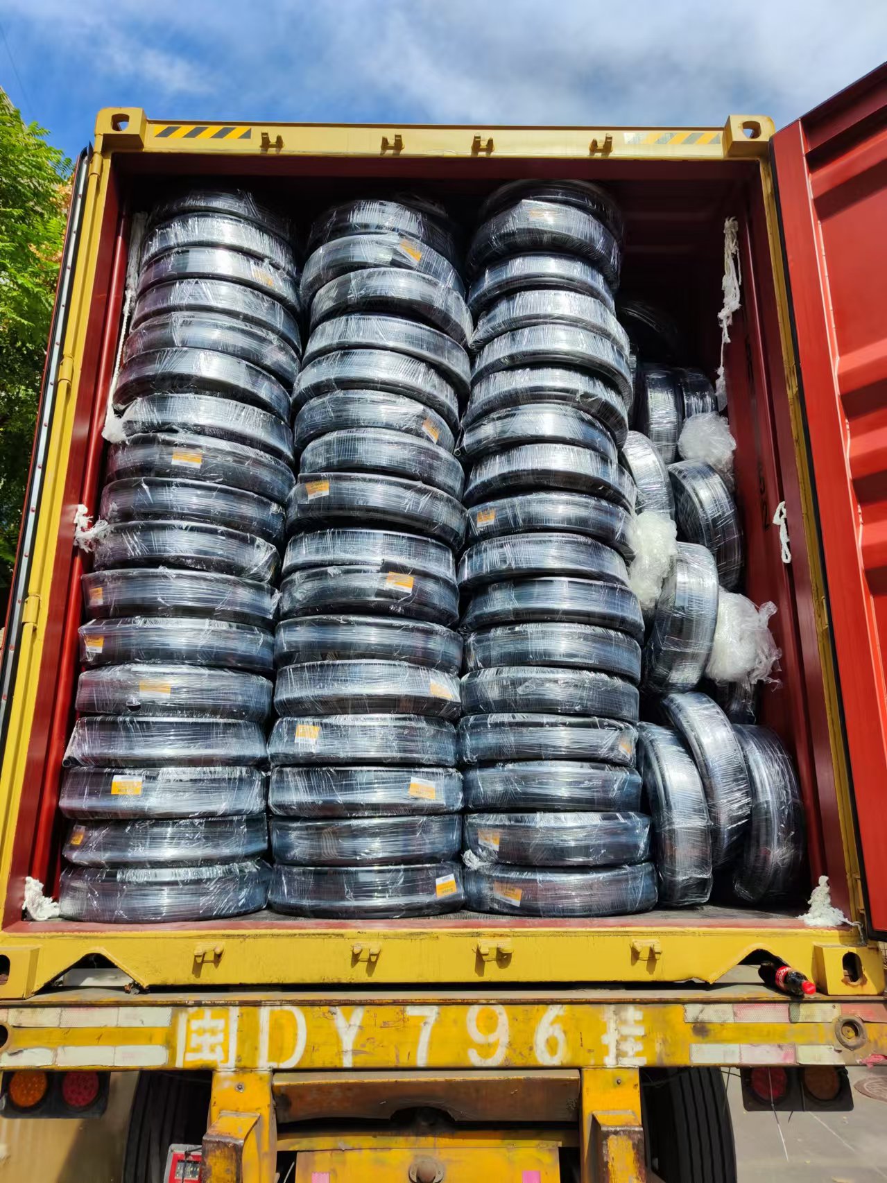 Container loading prepared for export shipment
